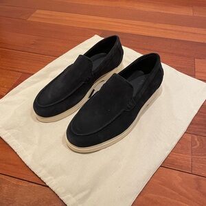 Zara Black Suede Slip-On Loafers with Cream Sole
